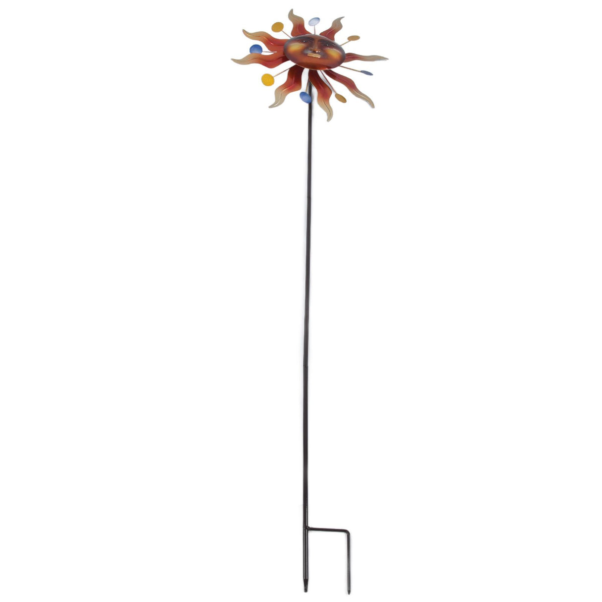 Sun Windmill Iron Weather Resistant Decorative Flower Wind Spinner with Ground Stake for Patio Yard Garden