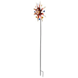Sun Windmill Iron Weather Resistant Decorative Flower Wind Spinner with Ground Stake for Patio Yard Garden