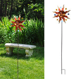 Sun Windmill Iron Weather Resistant Decorative Flower Wind Spinner with Ground Stake for Patio Yard Garden - Extra Image