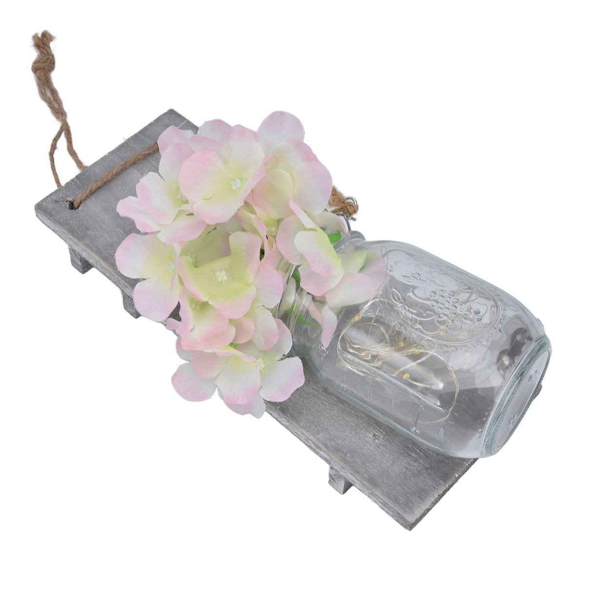 Wall Jar Decor Retro Style Glass Bottle Lamp Silk Flower Decoration for Home Door