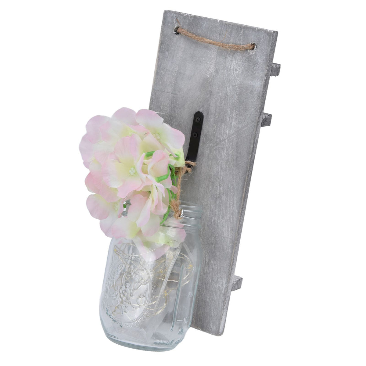Wall Jar Decor Retro Style Glass Bottle Lamp Silk Flower Decoration for Home Door