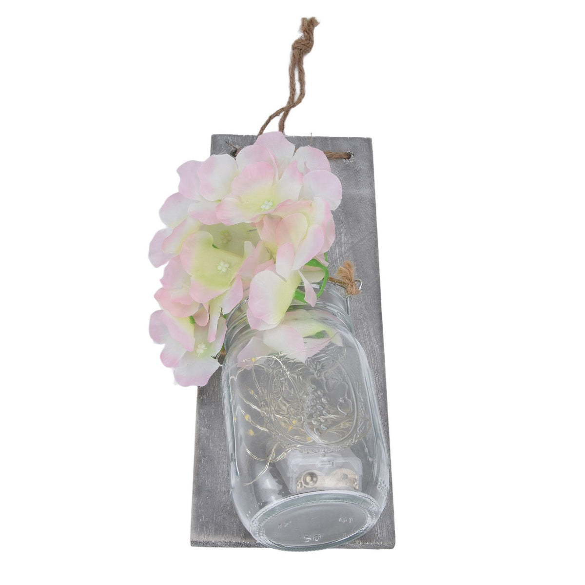 Wall Jar Decor Retro Style Glass Bottle Lamp Silk Flower Decoration for Home Door