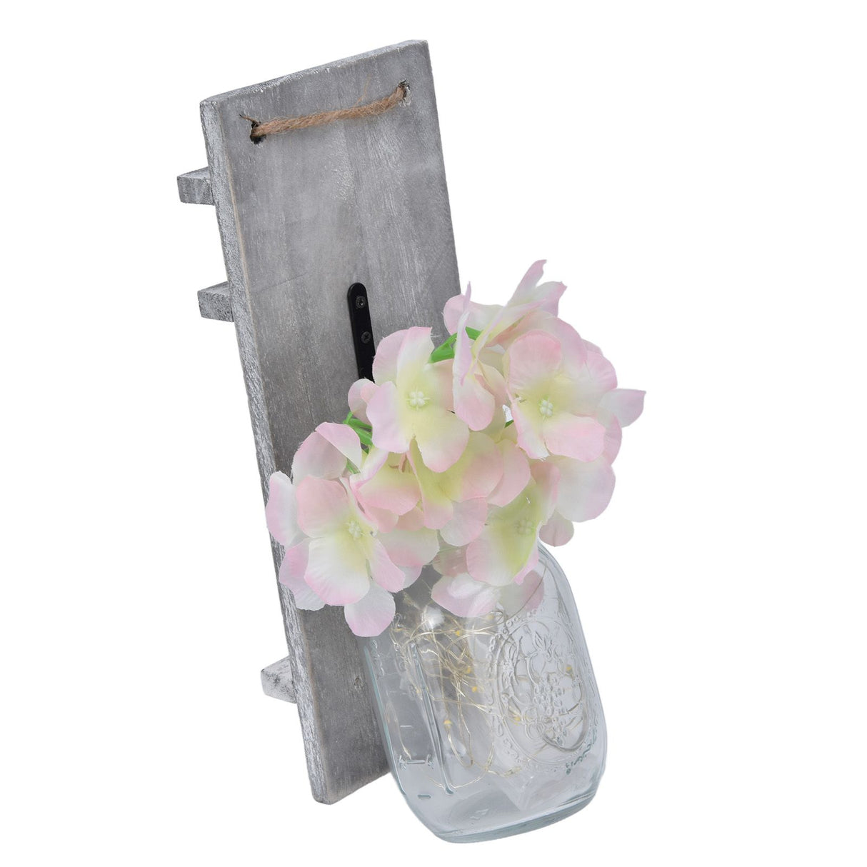 Wall Jar Decor Retro Style Glass Bottle Lamp Silk Flower Decoration for Home Door