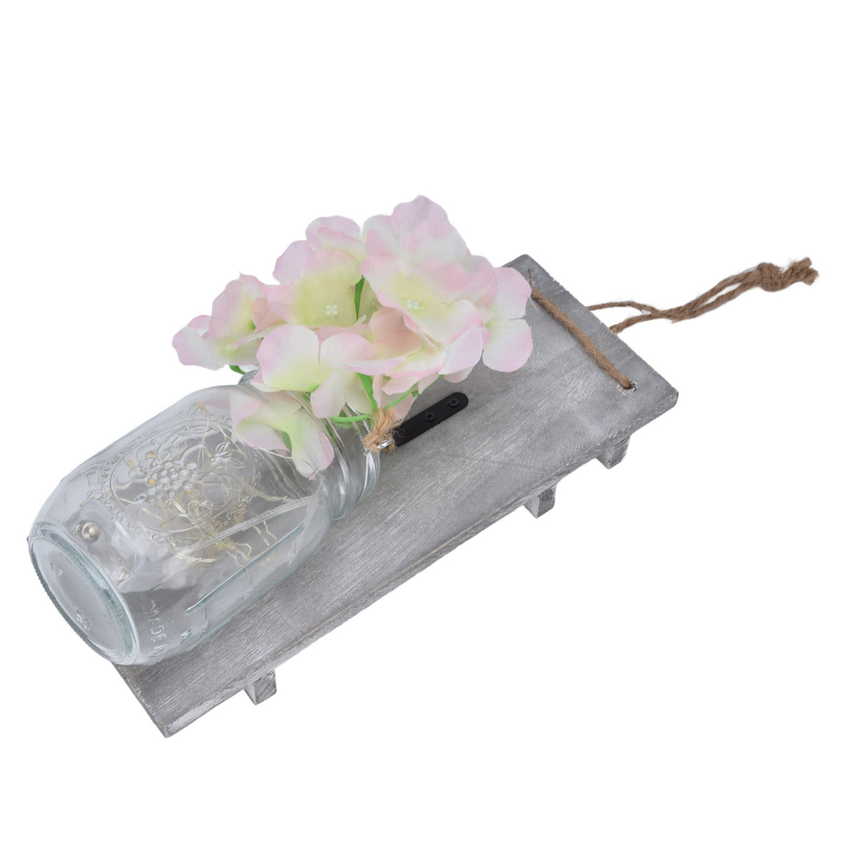 Wall Jar Decor Retro Style Glass Bottle Lamp Silk Flower Decoration for Home Door