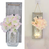 Wall Jar Decor Retro Style Glass Bottle Lamp Silk Flower Decoration for Home Door