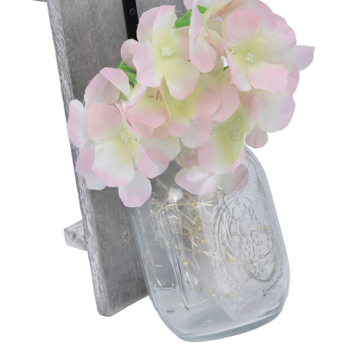 Wall Jar Decor Retro Style Glass Bottle Lamp Silk Flower Decoration for Home Door