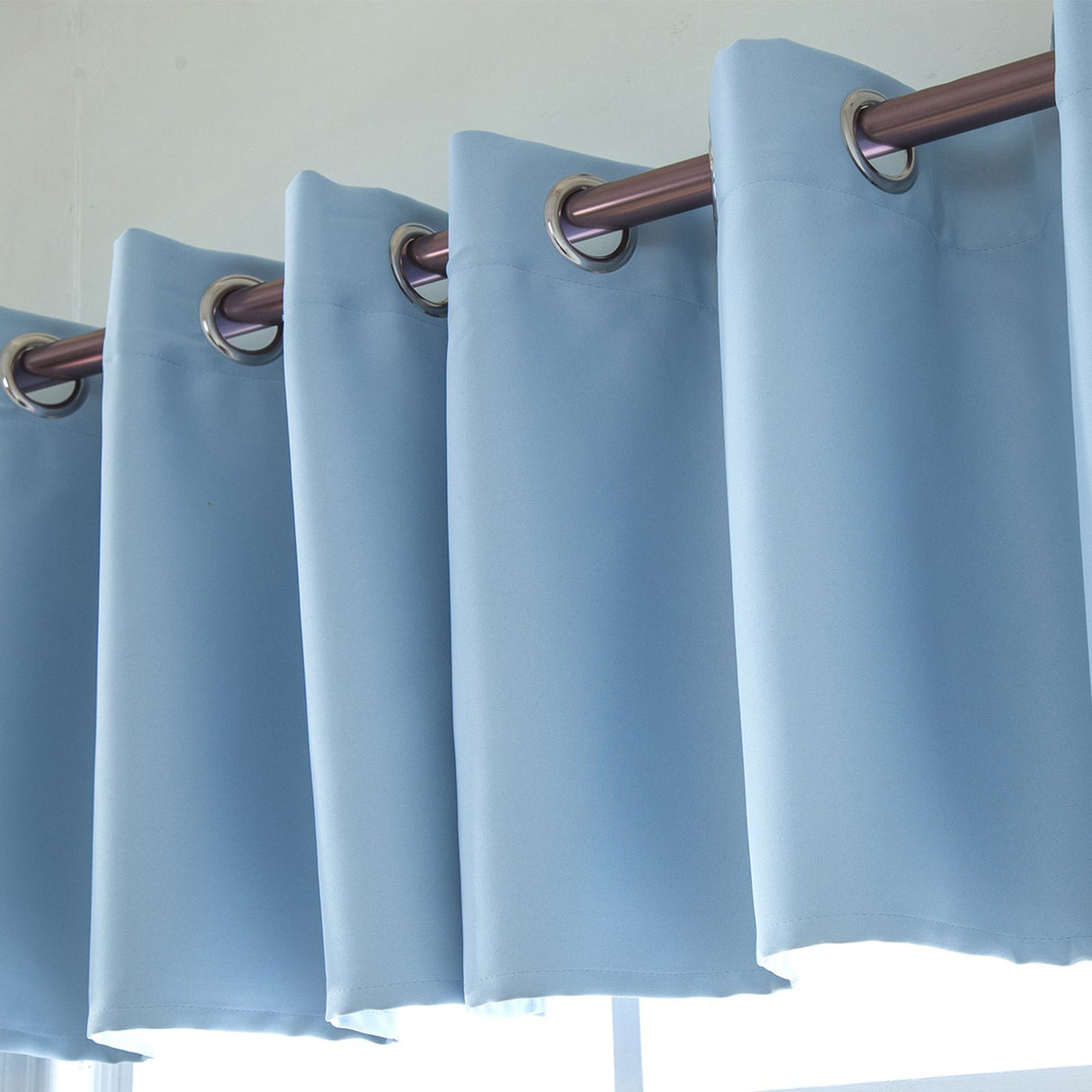 Blackout Curtains Polyester Sky Blue Thermal Insulated Bedroom Darkening Curtain for Living Room