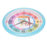 Wall Clock Plastic Cartoon Colorful Quartz Time Learning Hanging Clock for Kid's Bedroom ClassroomBlue - Front View