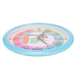 Wall Clock Plastic Cartoon Colorful Quartz Time Learning Hanging Clock for Kid's Bedroom ClassroomBlue