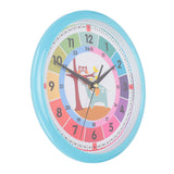 Wall Clock Plastic Cartoon Colorful Quartz Time Learning Hanging Clock for Kid's Bedroom ClassroomBlue - Rear View