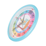Wall Clock Plastic Cartoon Colorful Quartz Time Learning Hanging Clock for Kid's Bedroom ClassroomBlue - Low Angle