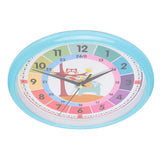 Wall Clock Plastic Cartoon Colorful Quartz Time Learning Hanging Clock for Kid's Bedroom ClassroomBlue - Extra Image