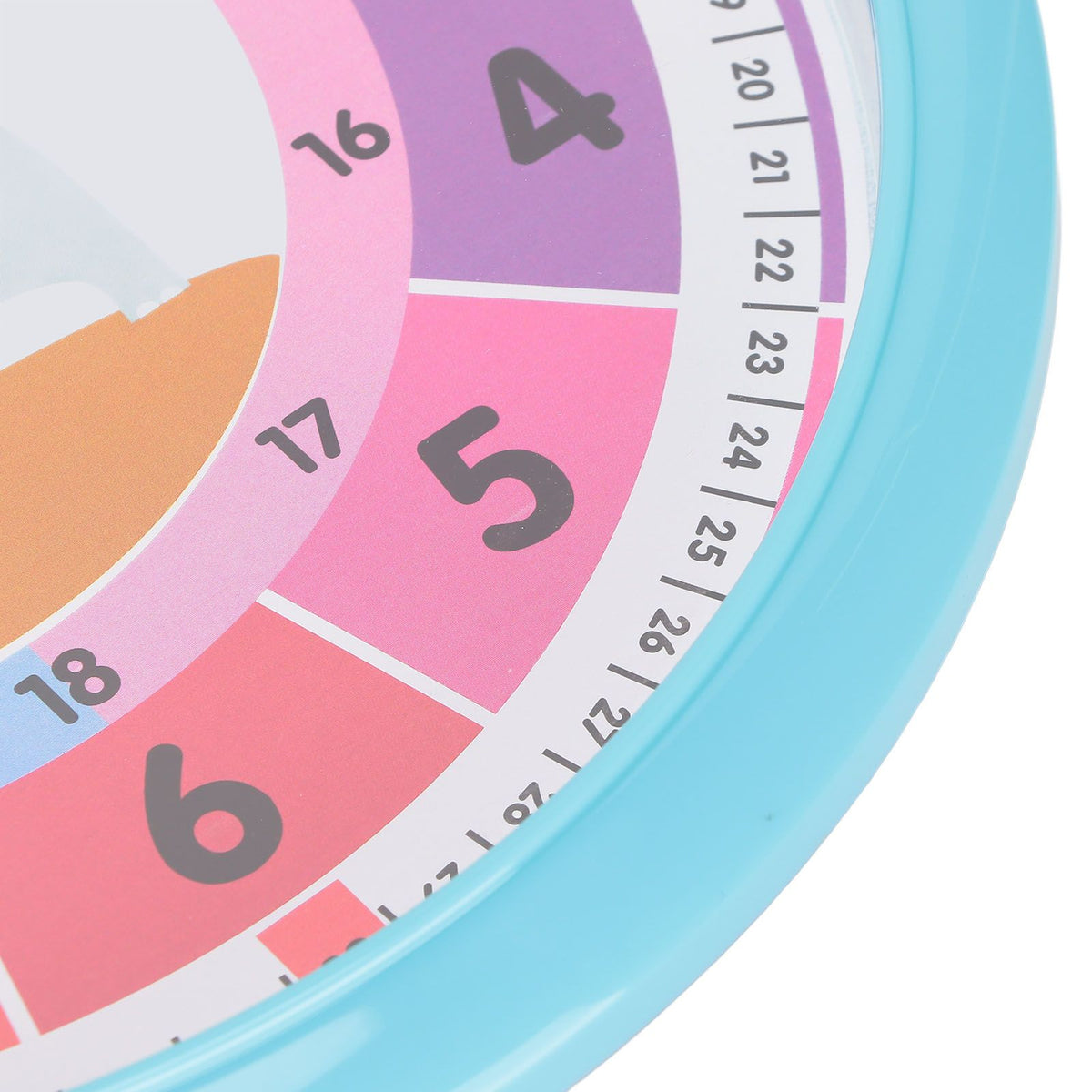 Wall Clock Plastic Cartoon Colorful Quartz Time Learning Hanging Clock for Kid's Bedroom ClassroomBlue