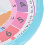 Wall Clock Plastic Cartoon Colorful Quartz Time Learning Hanging Clock for Kid's Bedroom ClassroomBlue