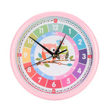 Wall Clock Plastic Cartoon Colorful Quartz Time Learning Hanging Clock for Kid's Bedroom ClassroomPink