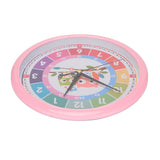 Wall Clock Plastic Cartoon Colorful Quartz Time Learning Hanging Clock for Kid's Bedroom ClassroomPink - 45-Degree Angle