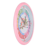 Wall Clock Plastic Cartoon Colorful Quartz Time Learning Hanging Clock for Kid's Bedroom ClassroomPink