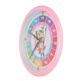 Wall Clock Plastic Cartoon Colorful Quartz Time Learning Hanging Clock for Kid's Bedroom ClassroomPink