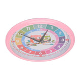 Wall Clock Plastic Cartoon Colorful Quartz Time Learning Hanging Clock for Kid's Bedroom ClassroomPink - Extra Image