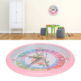 Wall Clock Plastic Cartoon Colorful Quartz Time Learning Hanging Clock for Kid's Bedroom ClassroomPink