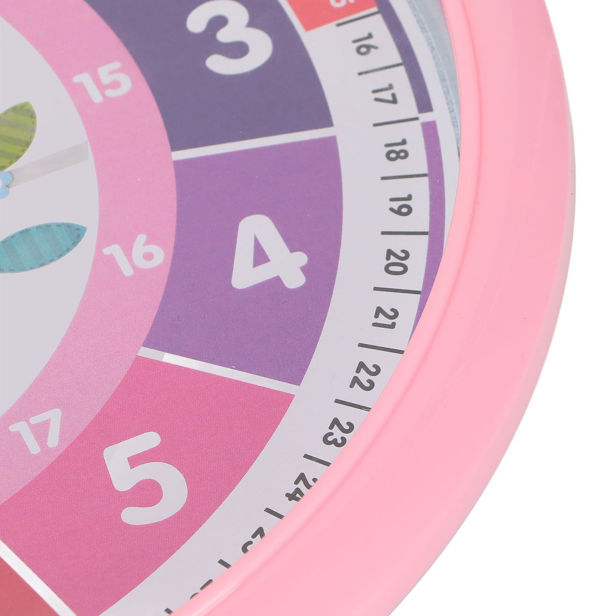 Wall Clock Plastic Cartoon Colorful Quartz Time Learning Hanging Clock for Kid's Bedroom ClassroomPink