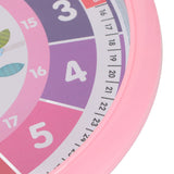 Wall Clock Plastic Cartoon Colorful Quartz Time Learning Hanging Clock for Kid's Bedroom ClassroomPink