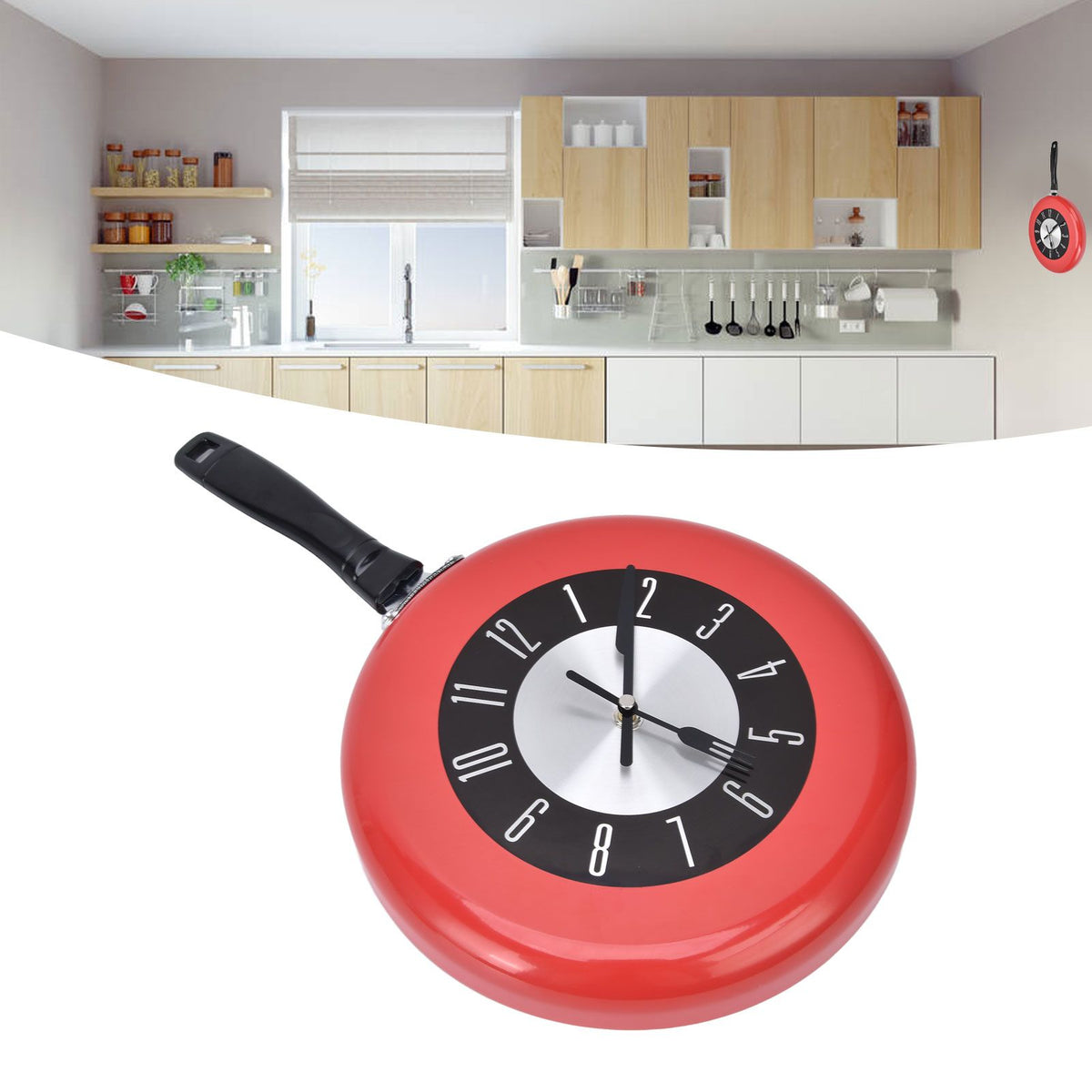 Frying Pan Wall Clock Aluminum Kitchen Pot Decorative Hanging Clocks for Dining Room Bars