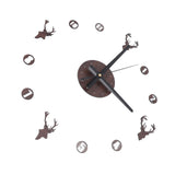 Frameless Wall Clock Deer Head 3D Effect Self Adhesive DIY Clock with Silent Movement for Living Room Bedroom Office - Side View