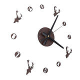 Frameless Wall Clock Deer Head 3D Effect Self Adhesive DIY Clock with Silent Movement for Living Room Bedroom Office - Rear View