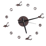 Frameless Wall Clock Deer Head 3D Effect Self Adhesive DIY Clock with Silent Movement for Living Room Bedroom Office - Close-Up Angle
