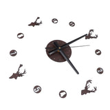 Frameless Wall Clock Deer Head 3D Effect Self Adhesive DIY Clock with Silent Movement for Living Room Bedroom Office - Extra Image