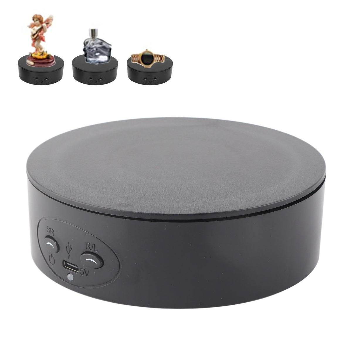 360 Degree Rotating Display Stand Maximum Load 6.6lb Electric Rotating Turntable for Wine Bottles Cosmetics WatchesBlack