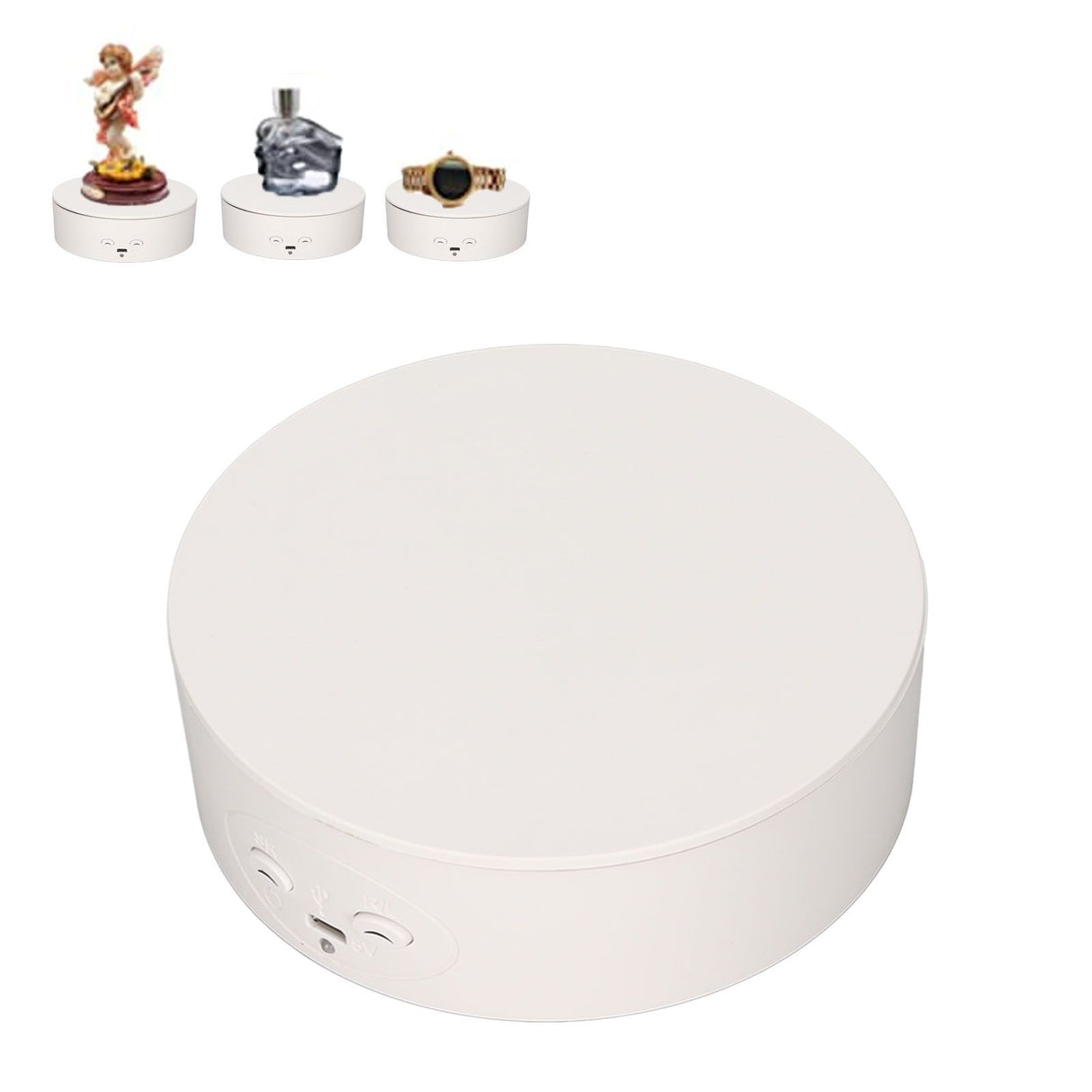 360 Degree Rotating Display Stand Maximum Load 6.6lb Electric Rotating Turntable for Wine Bottles Cosmetics WatchesWhite