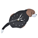 Wall Clock Self Adhesive Waterproof 3D Effect Silent Movement Dog Wall Clock with Tail for Window Living Room Wardrobes