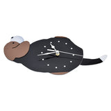 Wall Clock Self Adhesive Waterproof 3D Effect Silent Movement Dog Wall Clock with Tail for Window Living Room Wardrobes - Top-Down View