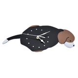 Wall Clock Self Adhesive Waterproof 3D Effect Silent Movement Dog Wall Clock with Tail for Window Living Room Wardrobes