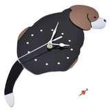 Wall Clock Self Adhesive Waterproof 3D Effect Silent Movement Dog Wall Clock with Tail for Window Living Room Wardrobes