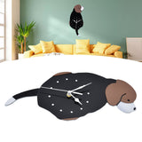 Wall Clock Self Adhesive Waterproof 3D Effect Silent Movement Dog Wall Clock with Tail for Window Living Room Wardrobes - Extra Image