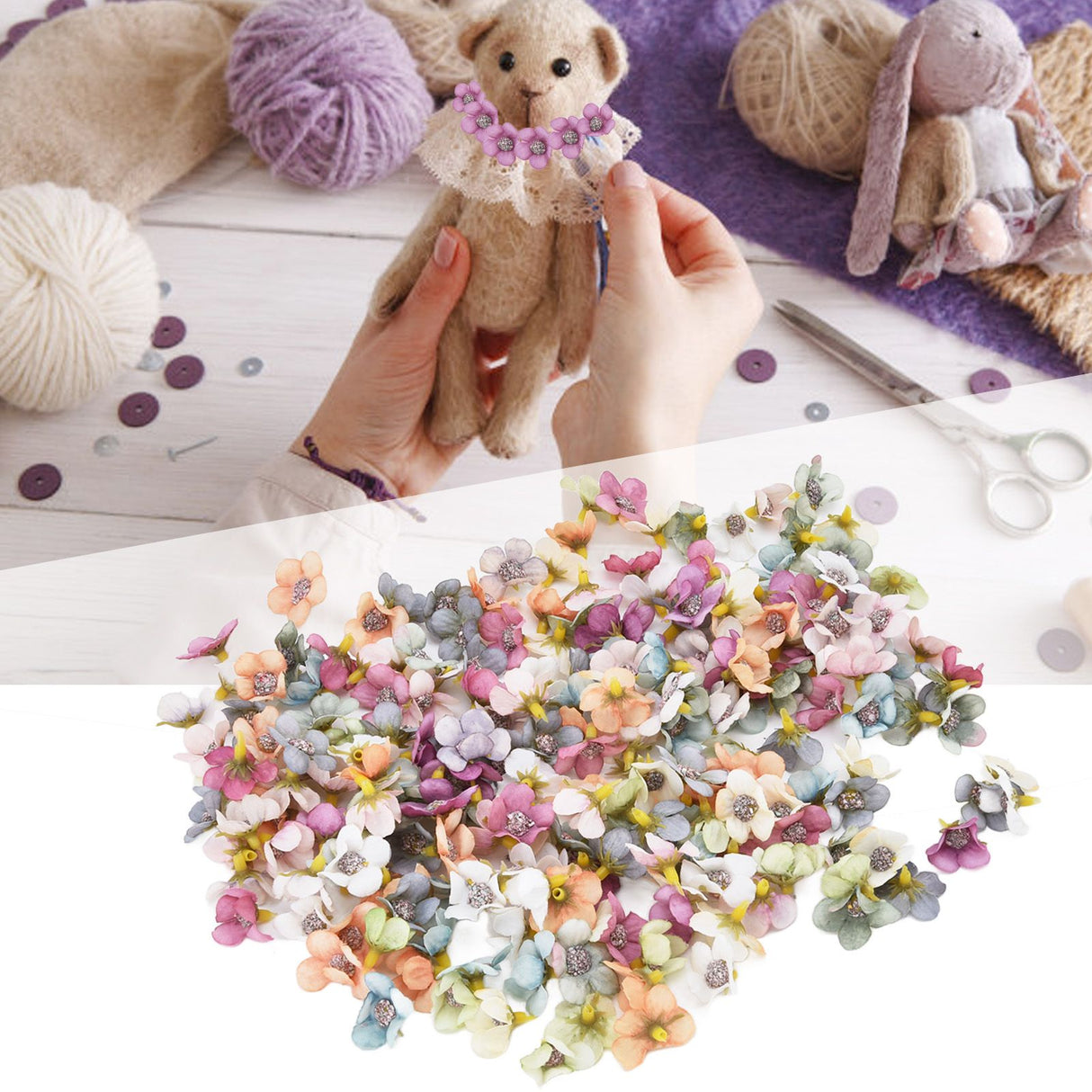 200Pcs Wedding Cloth Small Flower Head 2.5cm/1.0in DIY Simulation Flowers Head for Birthday Wedding Christening