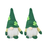 2pcs Gnomes Doll Handmade Cute Faceless Green Hat St. Patrick's Day Ornament Plush Dwarf Doll for Sofa Dining Table(Men's Style )