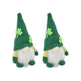 2pcs Gnomes Doll Handmade Cute Faceless Green Hat St. Patrick's Day Ornament Plush Dwarf Doll for Sofa Dining Table(Men's Style ) - Front View