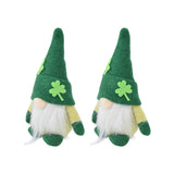 2pcs Gnomes Doll Handmade Cute Faceless Green Hat St. Patrick's Day Ornament Plush Dwarf Doll for Sofa Dining Table(Men's Style ) - Side View