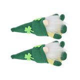 2pcs Gnomes Doll Handmade Cute Faceless Green Hat St. Patrick's Day Ornament Plush Dwarf Doll for Sofa Dining Table(Men's Style )