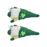 2pcs Gnomes Doll Handmade Cute Faceless Green Hat St. Patrick's Day Ornament Plush Dwarf Doll for Sofa Dining Table(Men's Style )