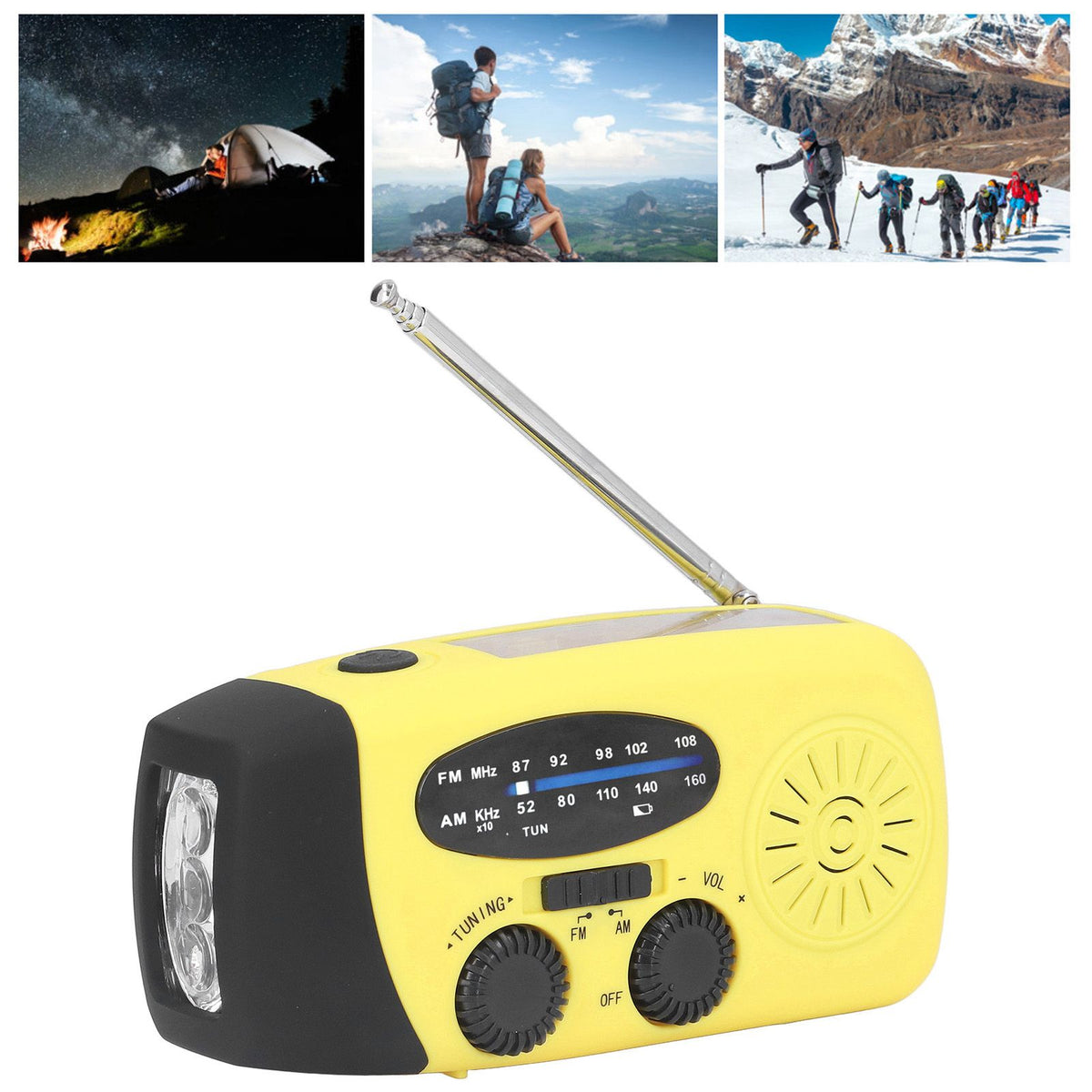 Hand Crank Solar Radio Multifunctional Emergency Radio LED Radio with Flashlight for Outdoor CampingYellow Europe