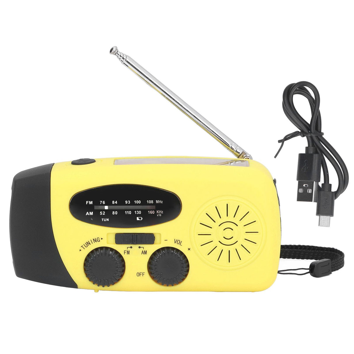 Hand Crank Solar Radio Multifunctional Emergency Radio LED Radio with Flashlight for Outdoor CampingYellow Japanese