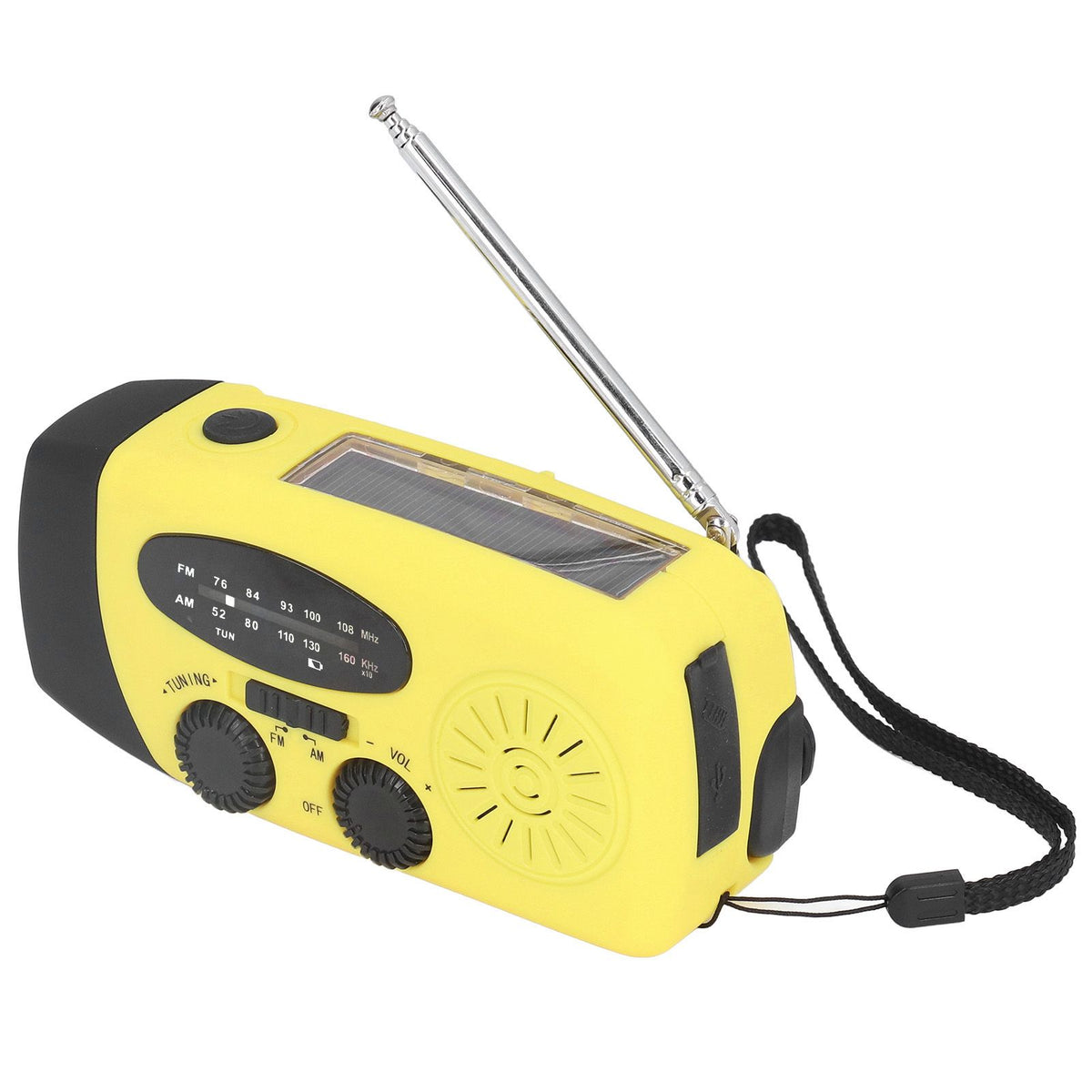 Hand Crank Solar Radio Multifunctional Emergency Radio LED Radio with Flashlight for Outdoor CampingYellow Japanese