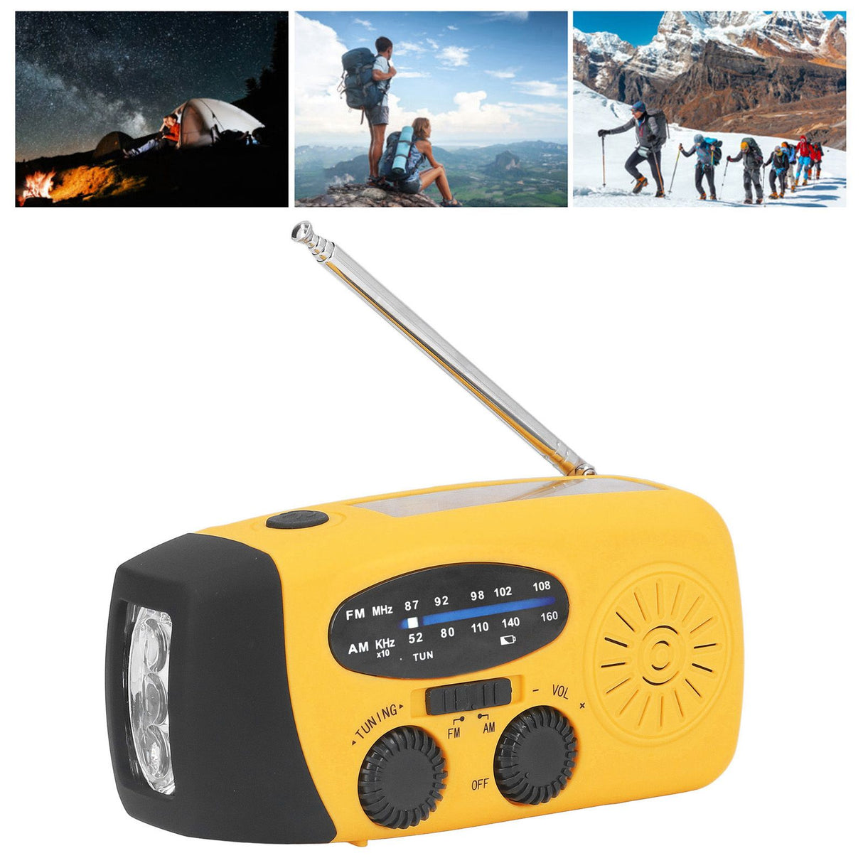 Hand Crank Solar Radio Multifunctional Emergency Radio LED Radio with Flashlight for Outdoor CampingOrange Europe