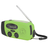 Hand Crank Solar Radio Multifunctional Emergency Radio LED Radio with Flashlight for Outdoor CampingGreen America - Front View