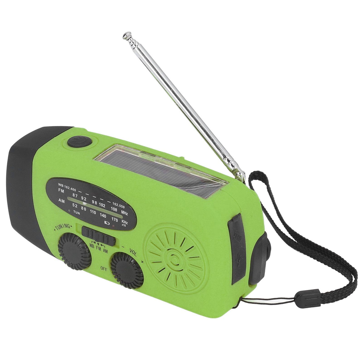 Hand Crank Solar Radio Multifunctional Emergency Radio LED Radio with Flashlight for Outdoor CampingGreen America